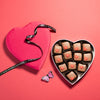 Milk Chocolate Caramel and Sea Salt | Valentines Day Satin Heart-Shaped Gift Box