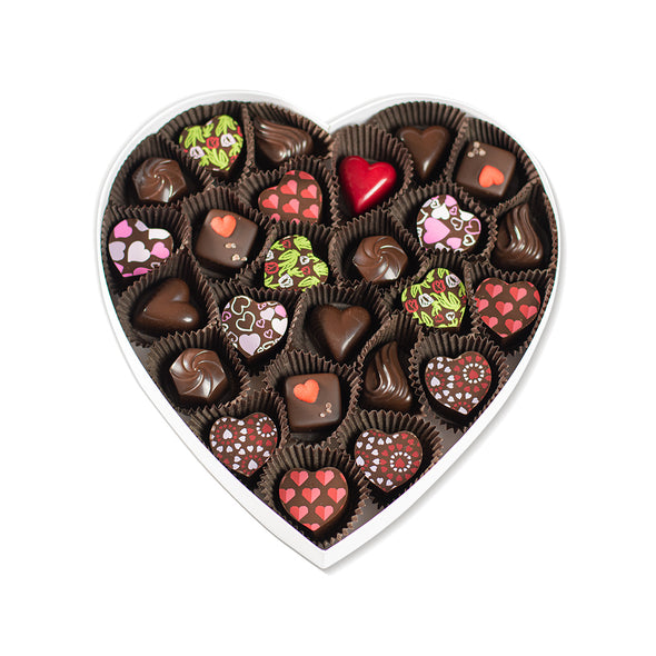 Dark Chocolate Truffles | Valentines Day Satin Heart-Shaped Gift Box