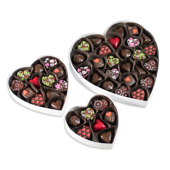 Dark Chocolate Truffles | Valentines Day Satin Heart-Shaped Gift Box