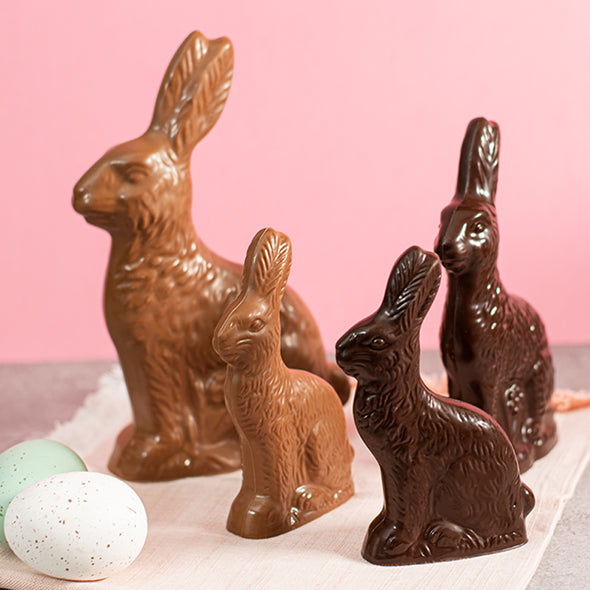 Sitting Bunny Solid Milk Chocolate | Sizes/Net Weights: 16oz, 8oz, 4oz, or 2oz