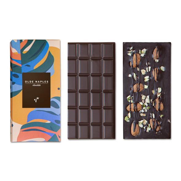 Organic Dark chocolate 60% with almonds and pistachios | 3.5 oz set of 2