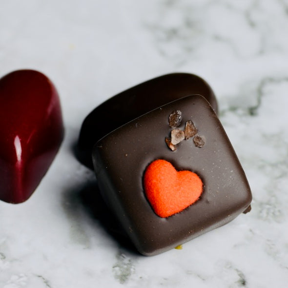 Dark Chocolate Truffles | Valentines Day Satin Heart-Shaped Gift Box