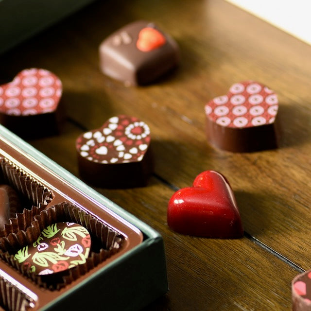Handcrafted Chocolate Heart Box Filled With Chocolate Bonbons