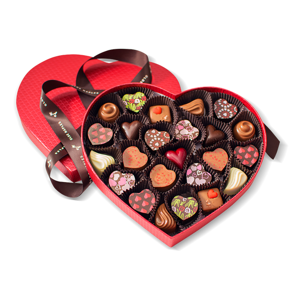 Assorted Chocolate Truffles - Embossed - | Valentines Day Heart-Shaped Gift Box | 25 pieces