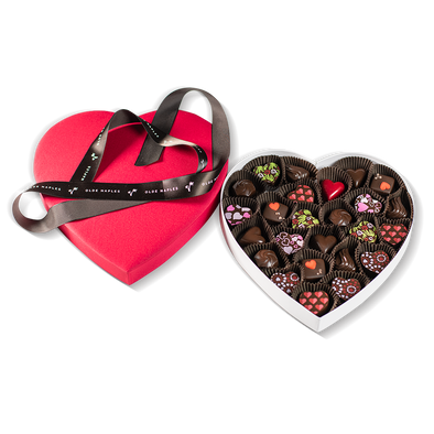 Dark Chocolate Truffles | Valentines Day Satin Heart-Shaped Gift Box